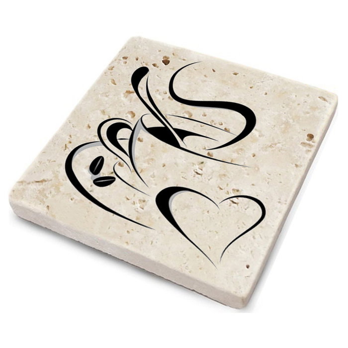 Hermia TBA7436502929991 Posavasos de Piedra Natural, Set de 4 Piezas, 10x10x1 cm